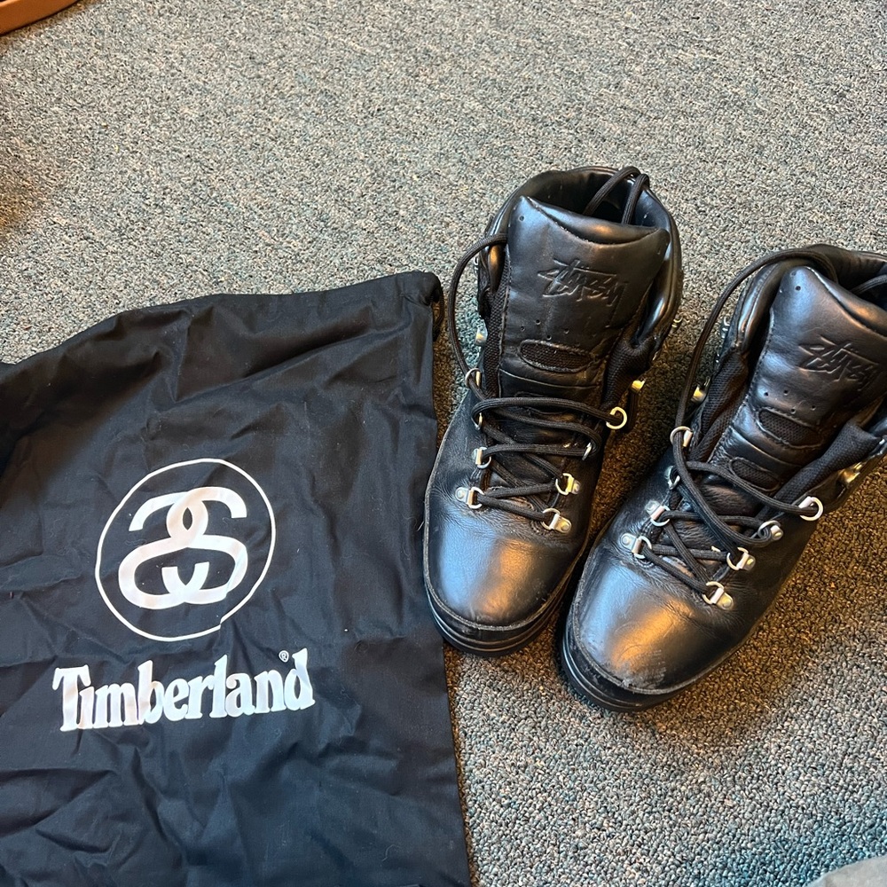 Tiberland x Stüsy x goretex world hiker boots black leather